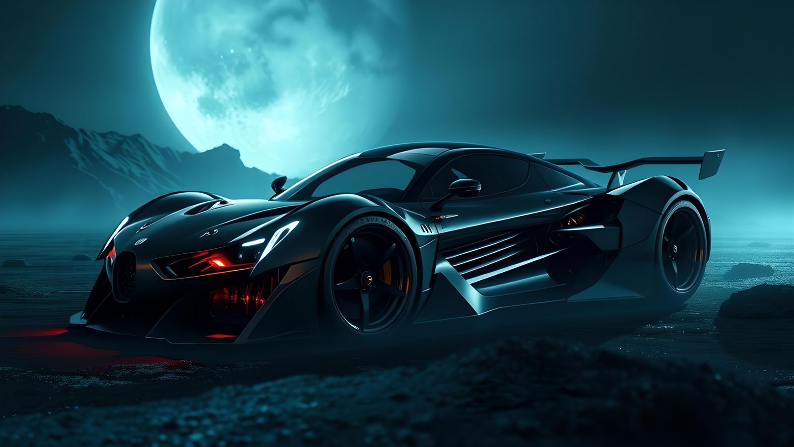 Bio-Mechanical Alien Supercar on Eerie Planet in Sci-Fi Styl...