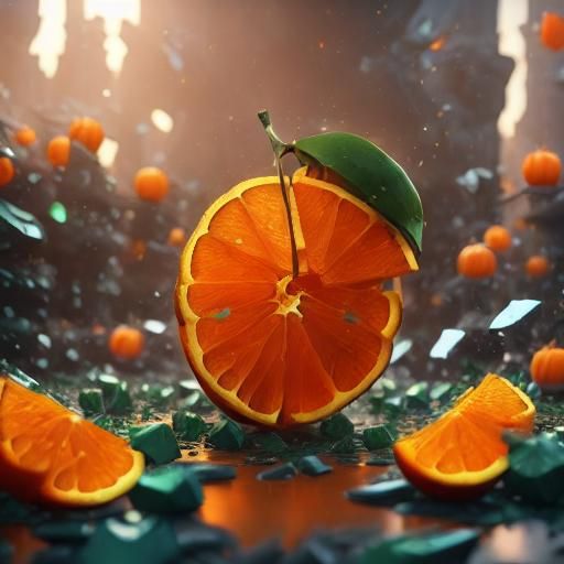 Detailed Matte Painting of Oranges