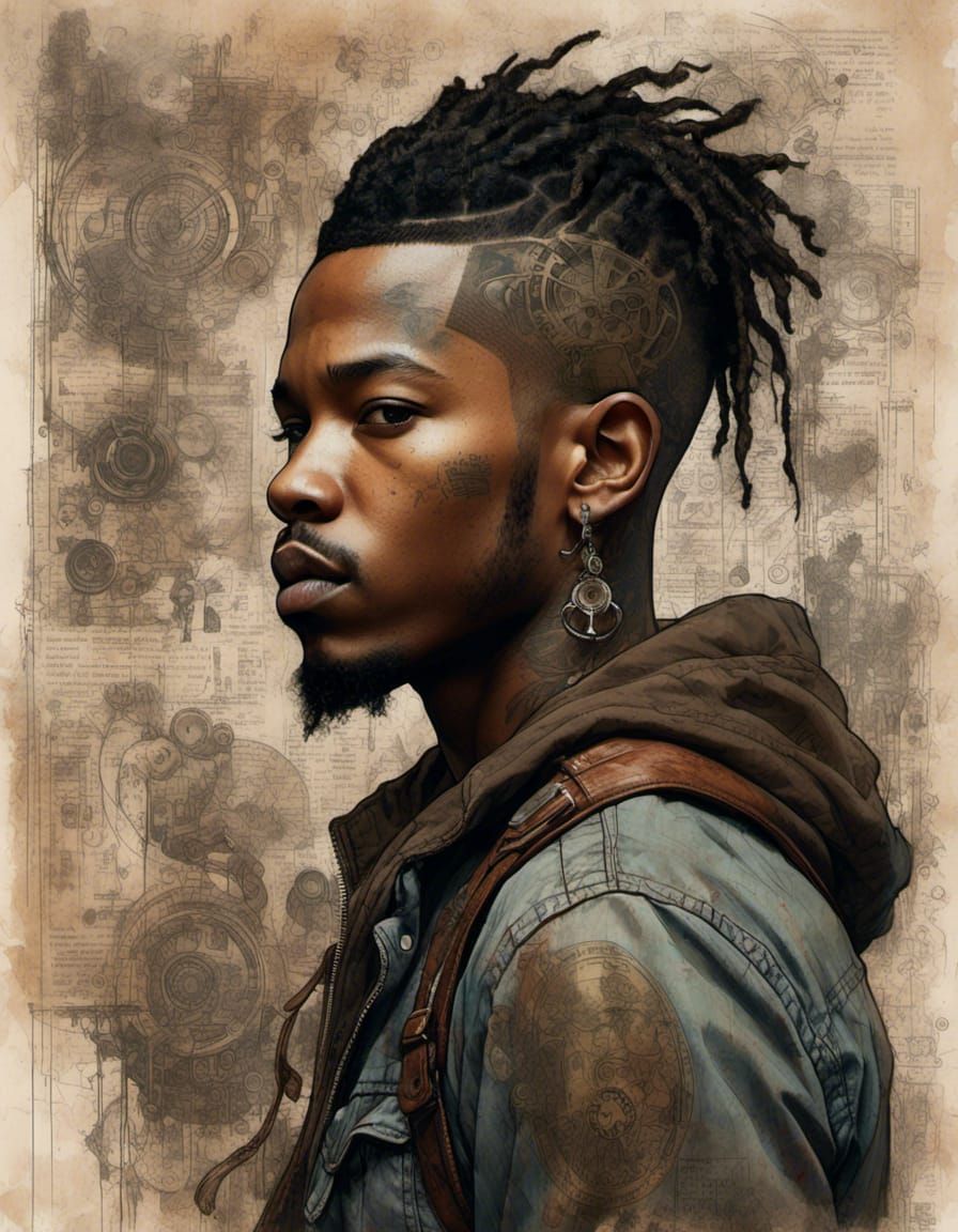 Steampunk Hip-Hop Artist Portrait