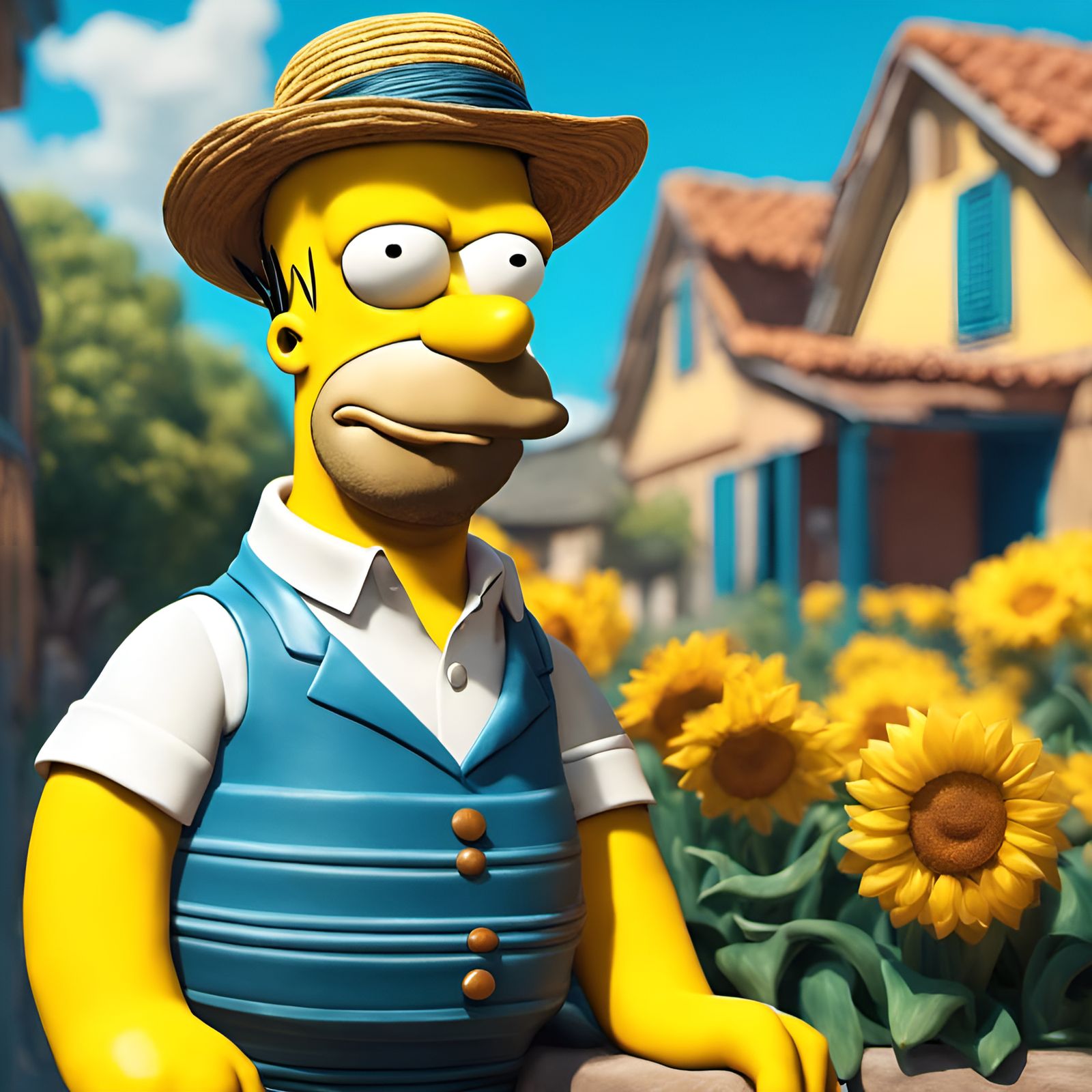 Homer Simpson as Van Gogh: 3D Digital Art