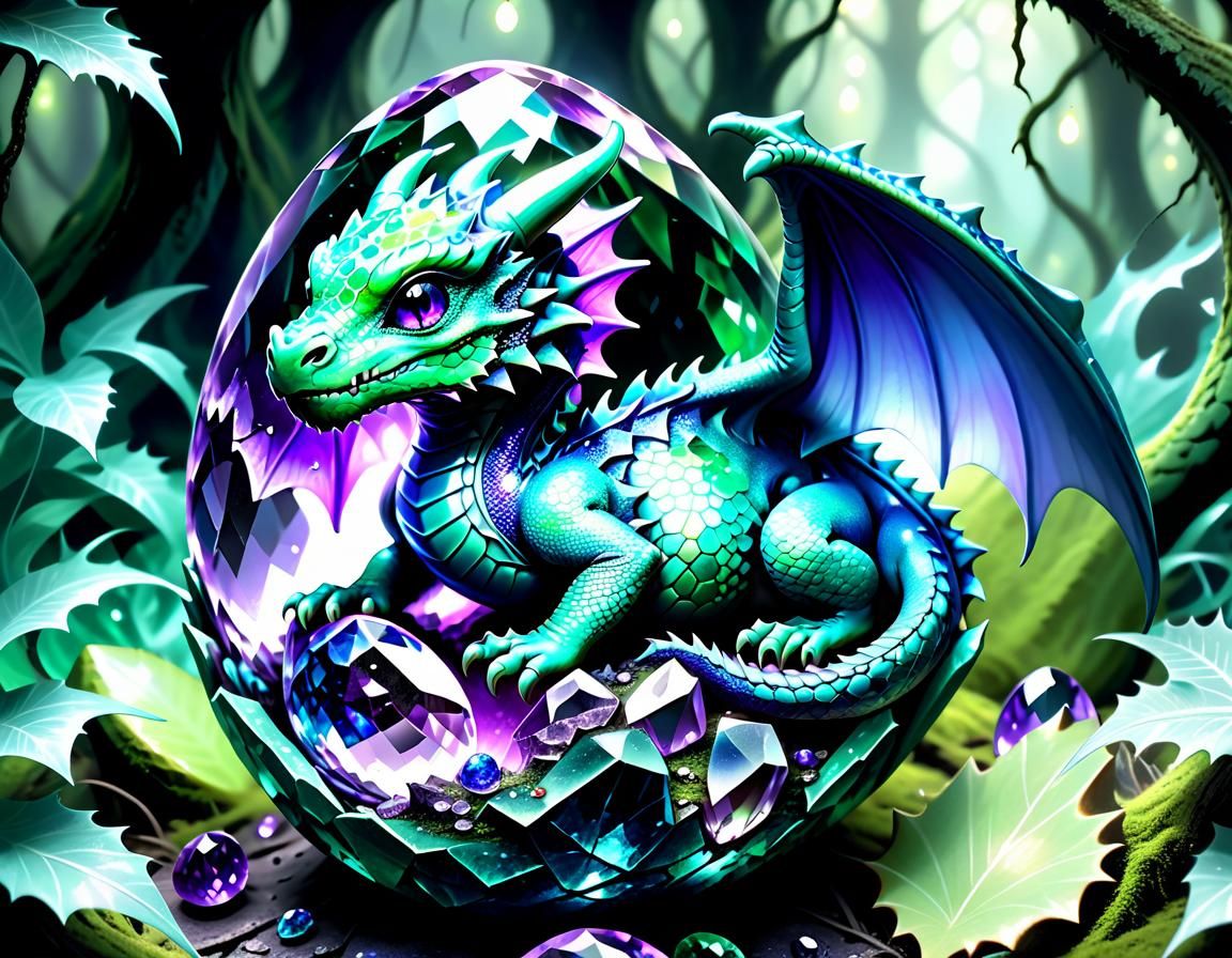 Baby Dragons in Cracked Gem Eggs