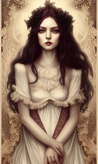 Haunted Portrait of Androgynous Carmilla in Gothic Style