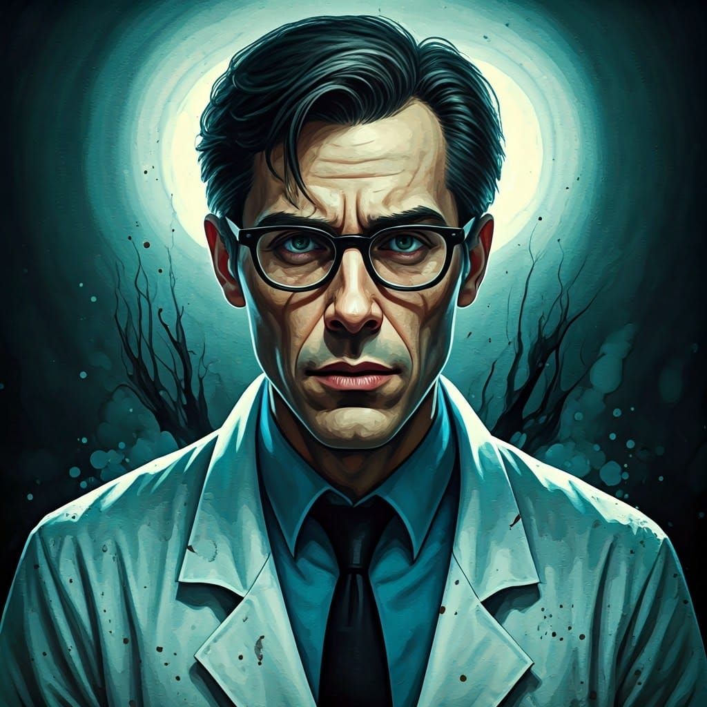 Scary Dentist Portrait in Alcohol Ink Style