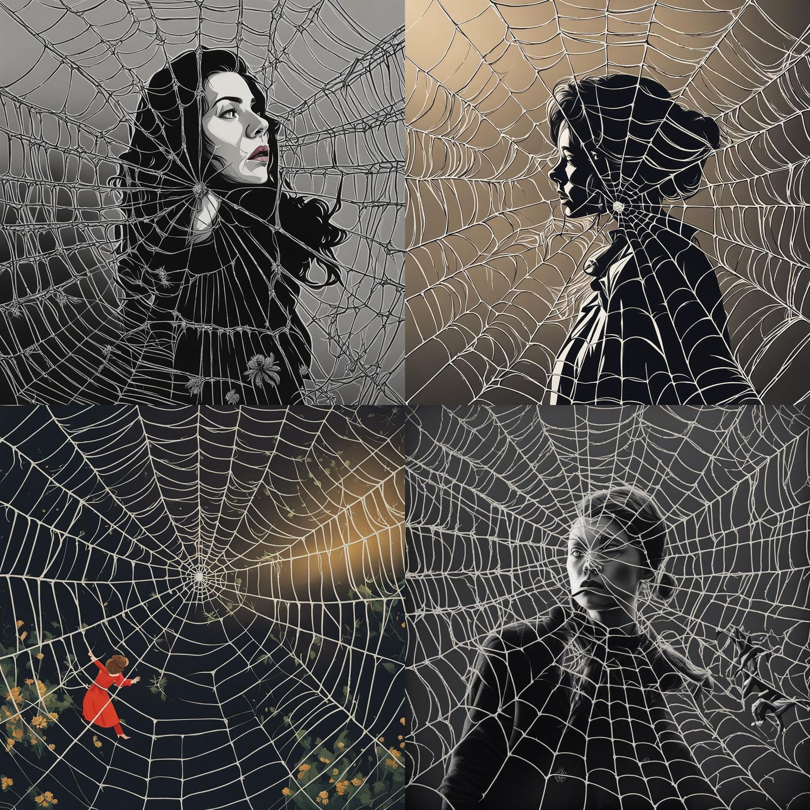 Woman Entangled in a Spider's Web