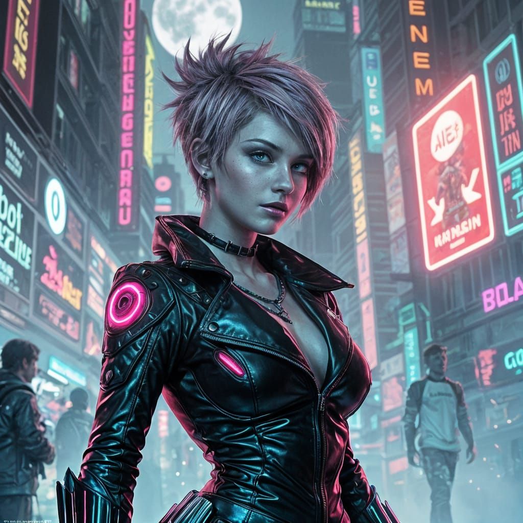 Cyberpunk Princess Defies the City