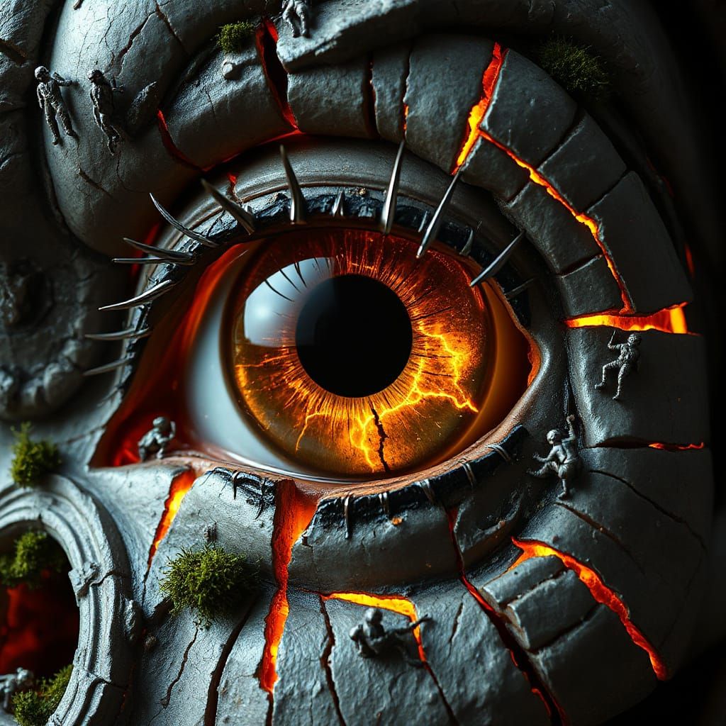 Surreal Titan Eye in Apocalyptic Realism