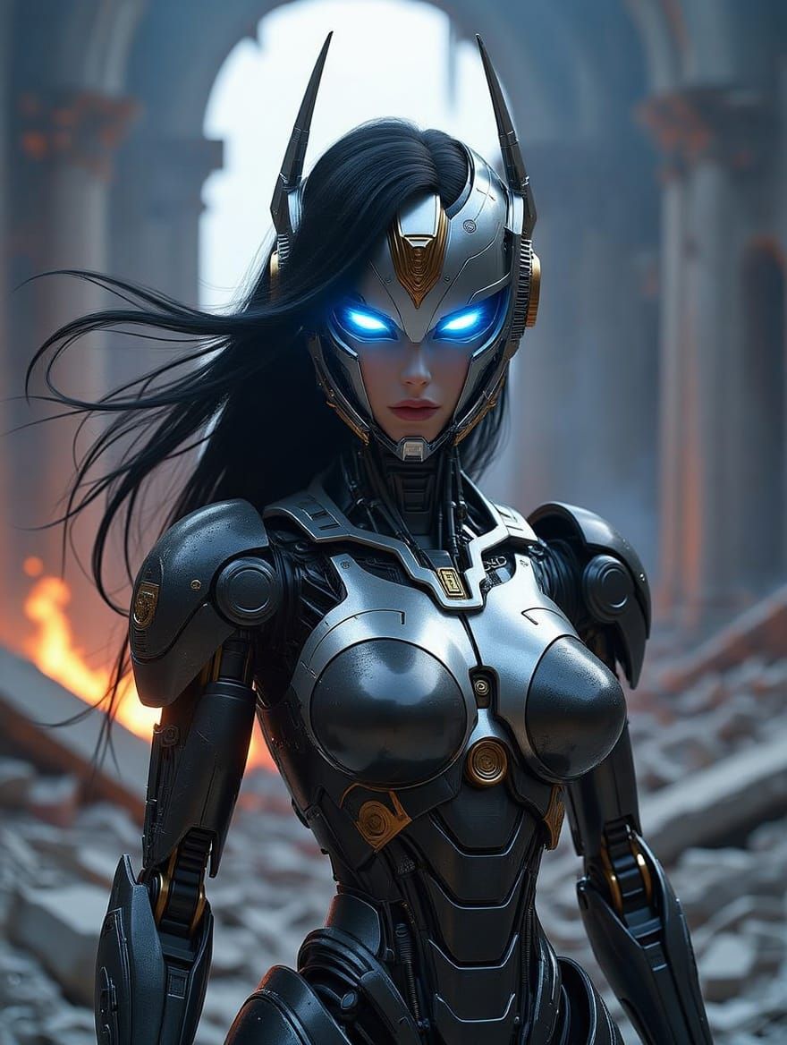 Cybertronian Female in Post-Apocalyptic Throne Room