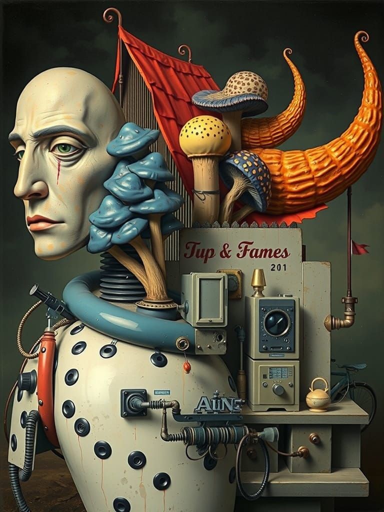 Renaissance Computer with Mushroom Decor in Hyperreal Style