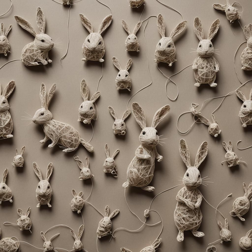 String Art Mad Rabbit Sculpture