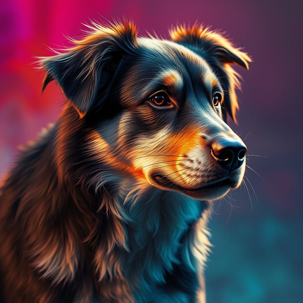 Realistic Dog in Vibrant Splash Art Style