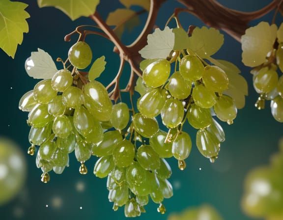 Glistening Emerald Grapes in a Sparkling Fantasy Setting