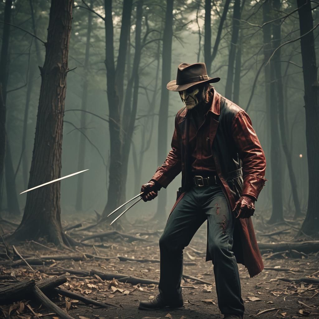 Wolverine Freddy Krueger Fusion: Cinematic Film Still