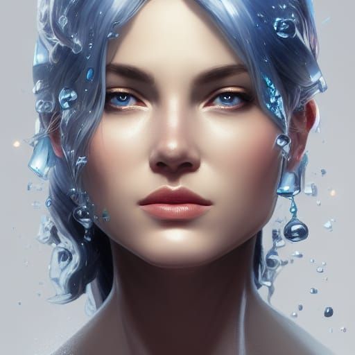 Hyperdetailed Portrait of an Ice Queen in Art Nouveau
