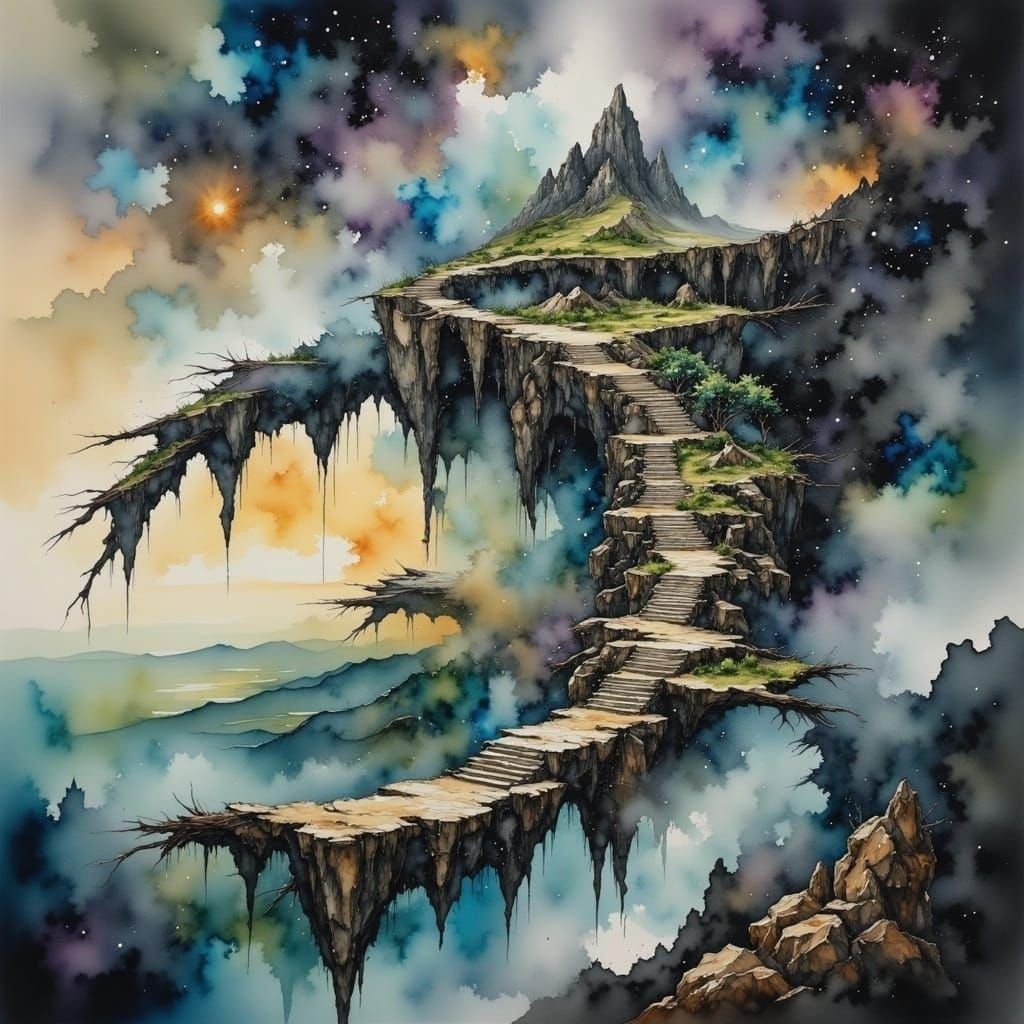 Ethereal Cityscape in Watercolor Style