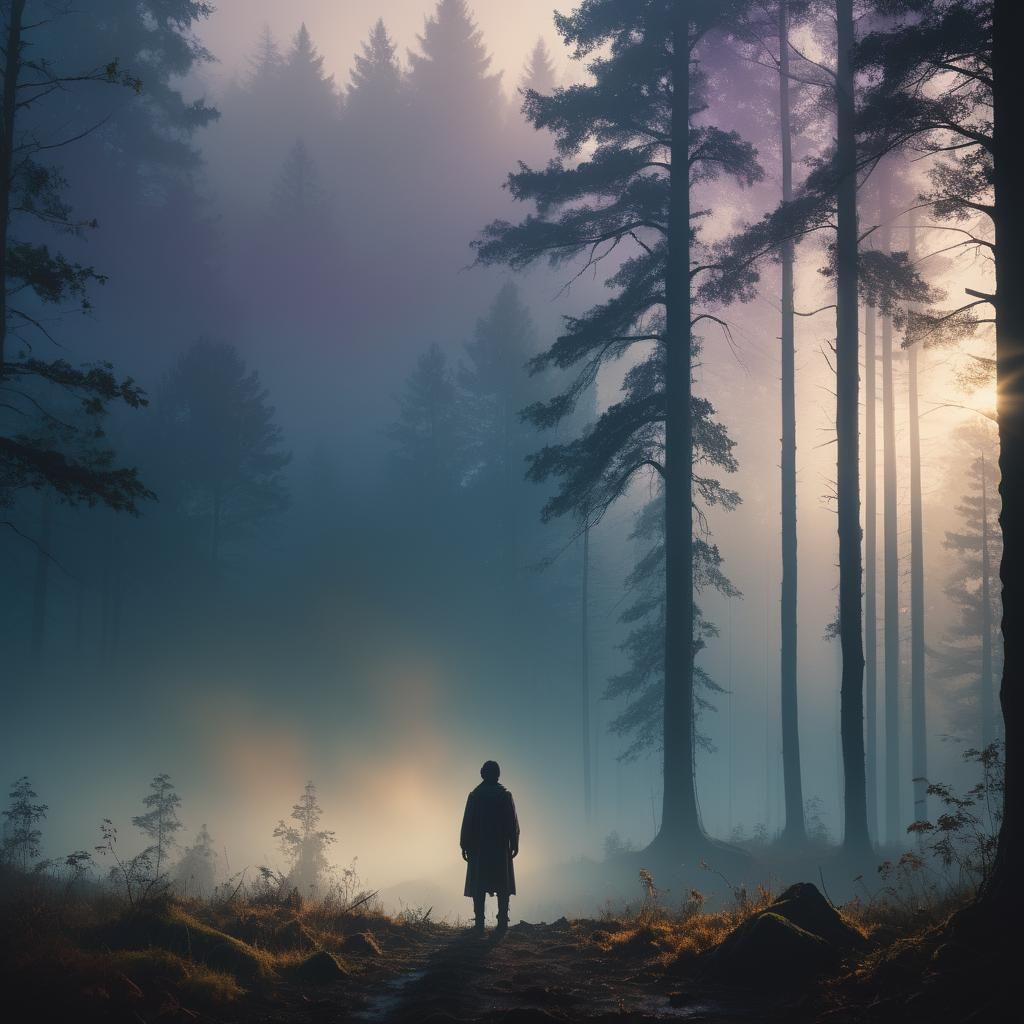 Misty Forest Landscape in Cinematic Style