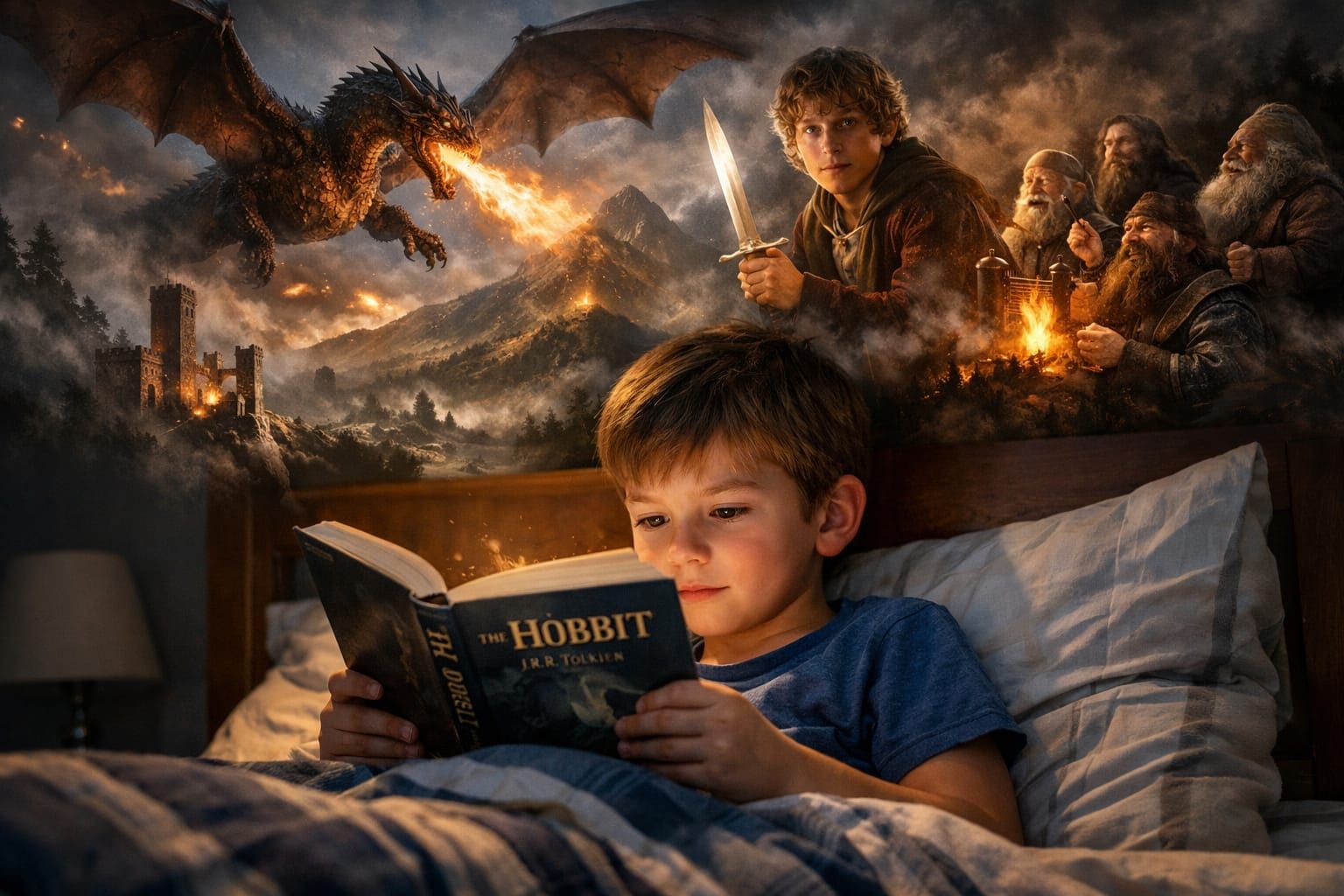 Boy's Imagination Soars Reading The Hobbit