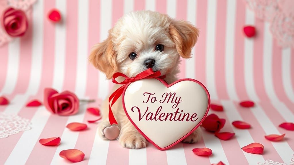 Sweet Valentine Puppeh with Enchanted Heart