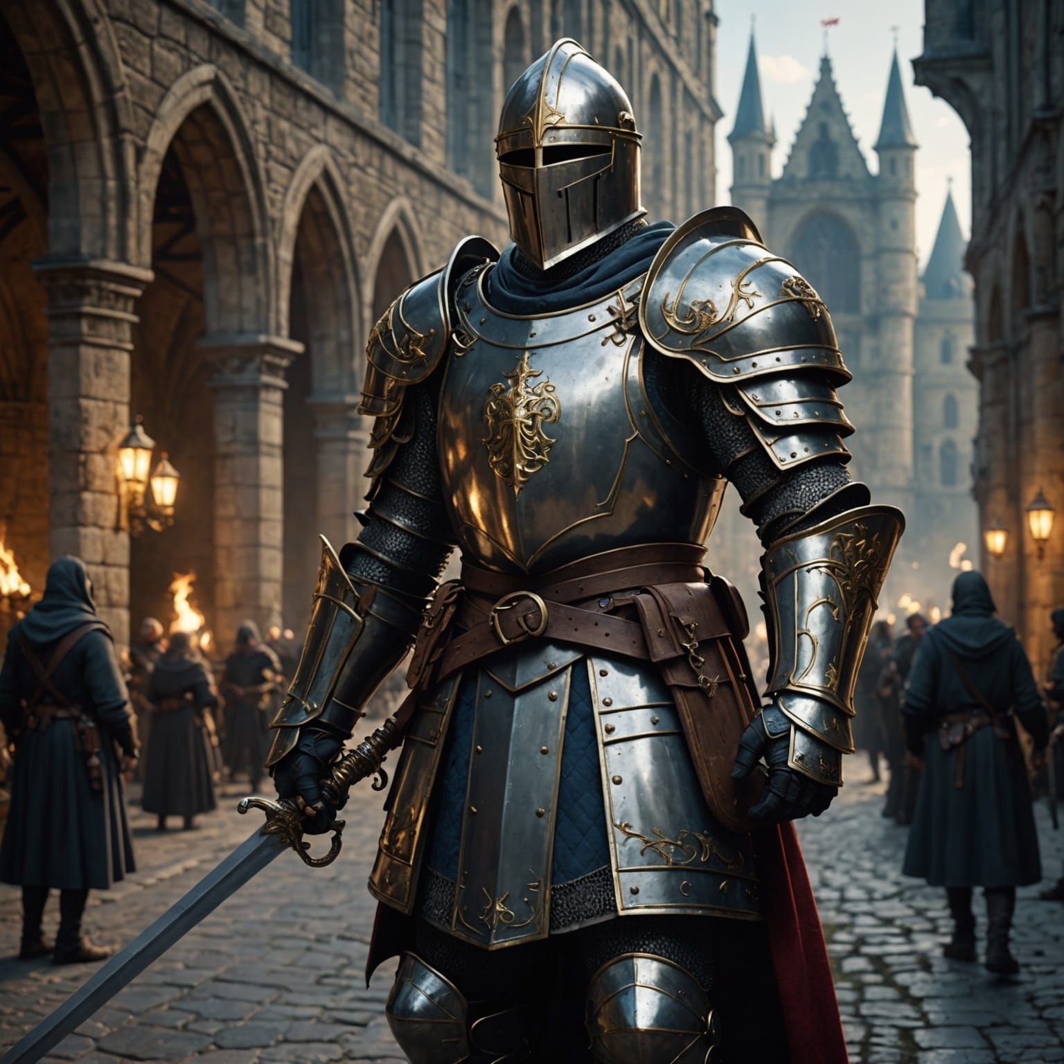 Medieval Knight Concept Art in Dark Fantasy Style