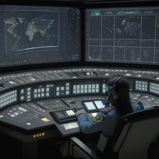 Futuristic Spacecraft Cockpit Control Room