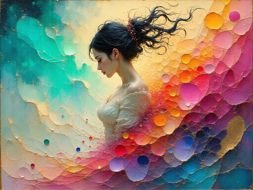 Surrealist Portrait of Woman in Silk and Sand