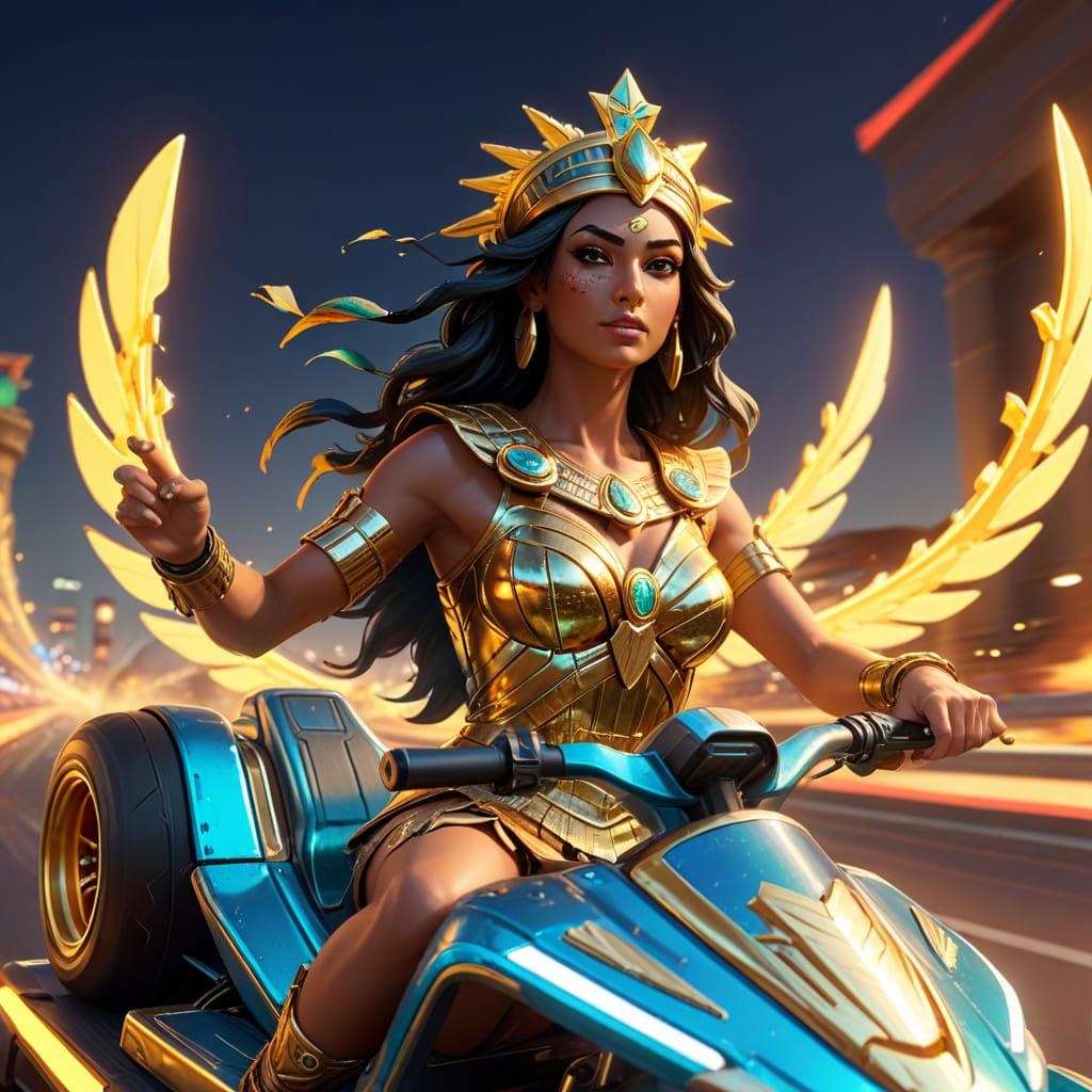 Goddess Isis Races as Lady Liberty in Mario Kart