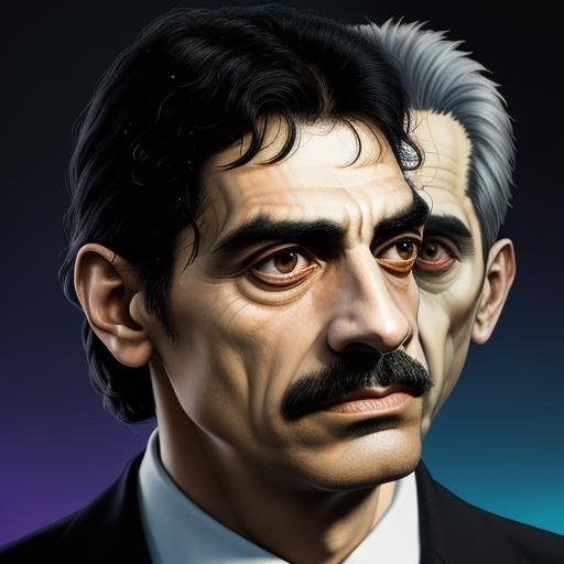 Hyperrealistic Portrait of Zappa and Kafka