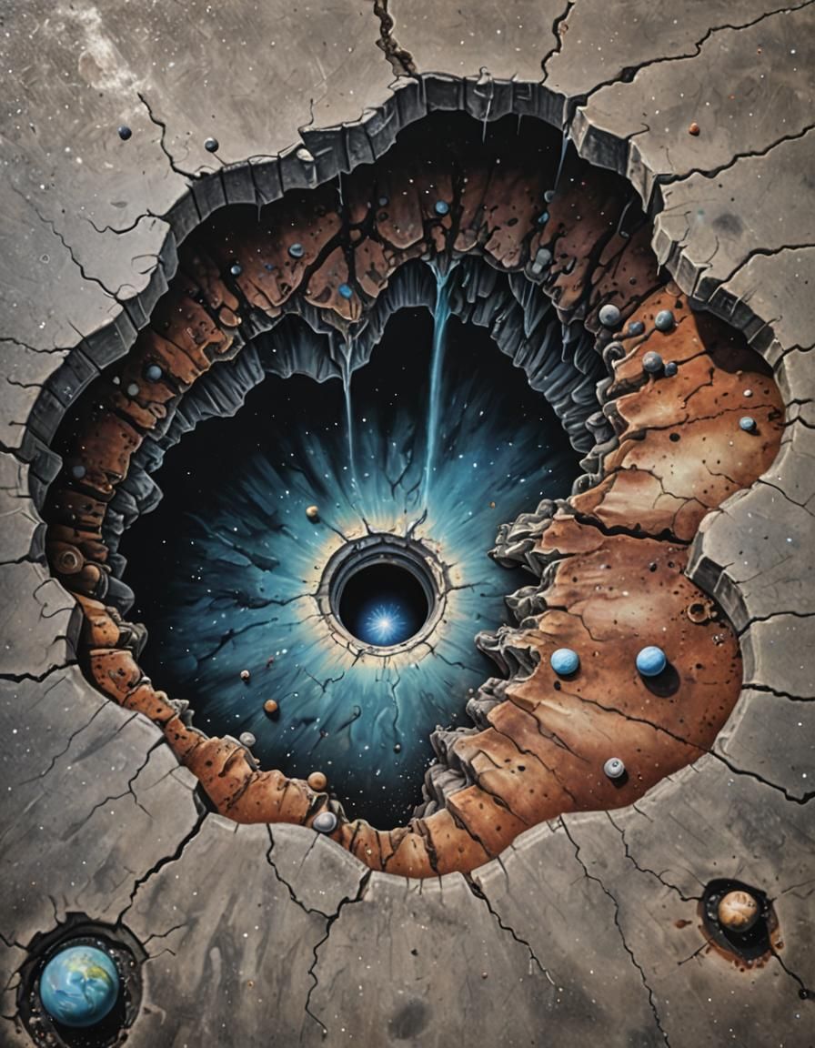 Sidewalk Chalk Sinkhole to Another Planet