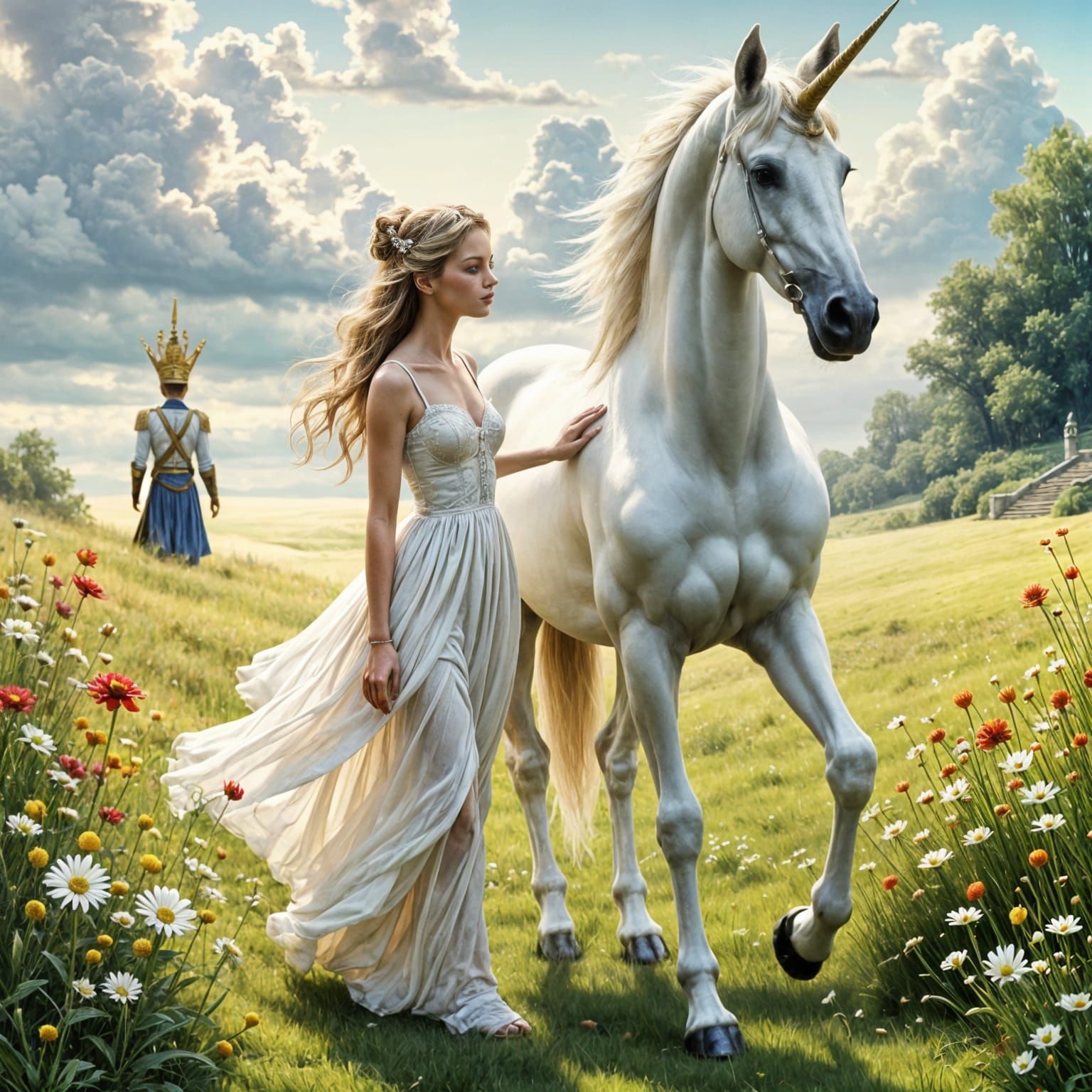 Ethereal Princess in a Whimsical Meadow