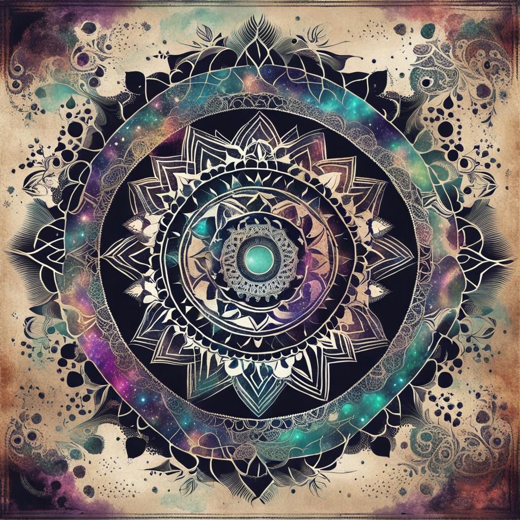 Ethereal Dream Punk Druidess in Cosmic Grunge Style