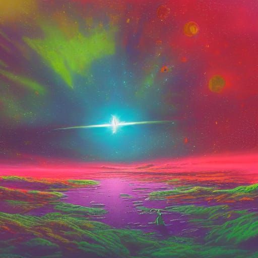 Astronaut Explores Alien Planet with Bioluminescent Flora