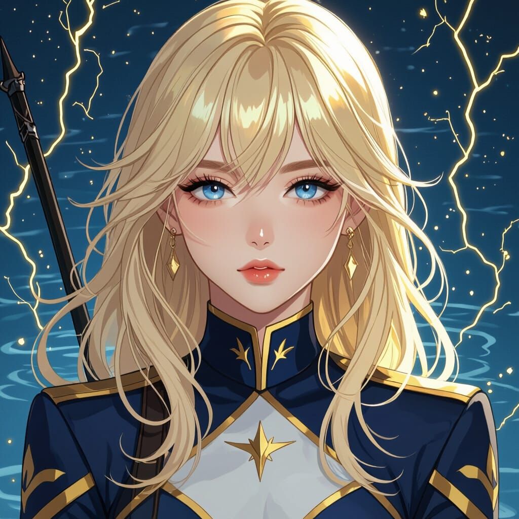 Ethereal Young Woman in Hunter Attire: Manhwa Anime Style