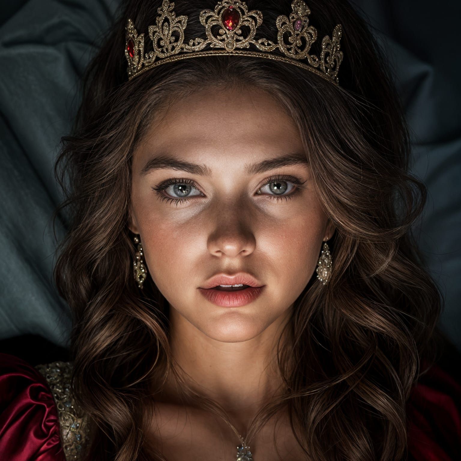 Hyperrealistic Princess Portrait: The Anguish of Insomnia