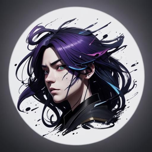 Dramatic 3D Anime Portrait with Ink Splashes