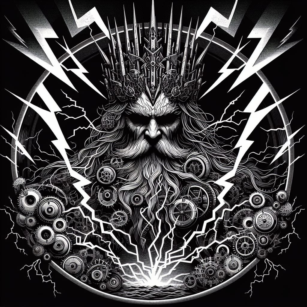 King of the Industrial Gods: A Fierce, Mechanical Zeus