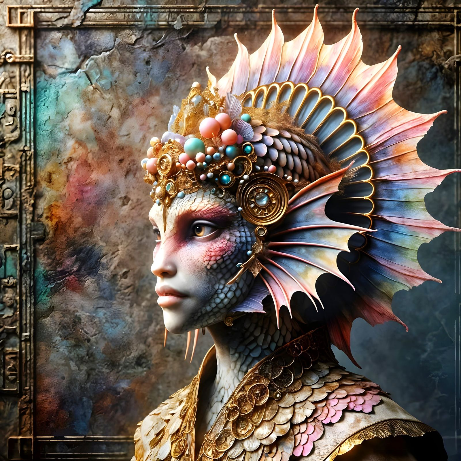 Anthropomorphic Fish Woman in Fantasy Art Style