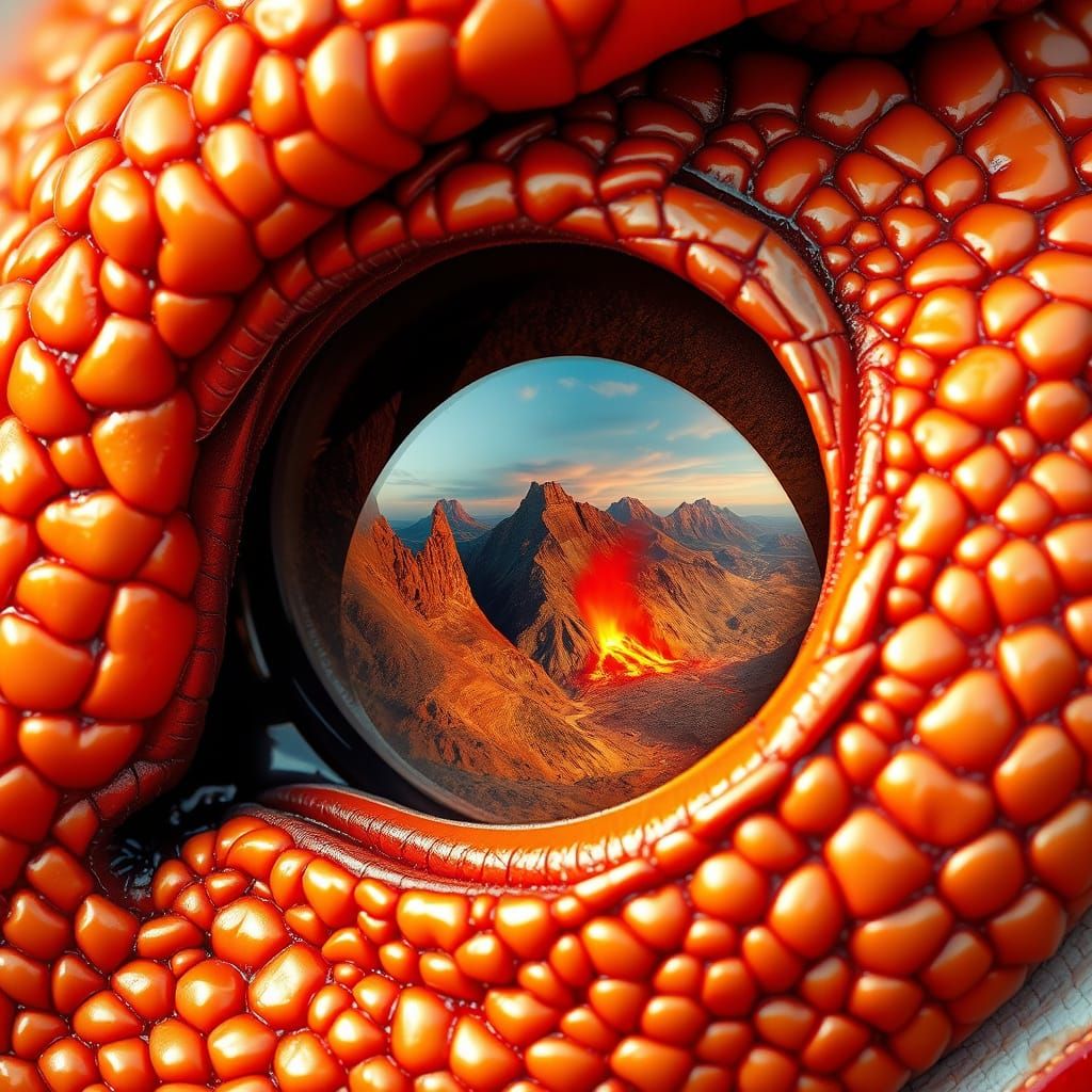 Dragon's Eye Macro Shot in Hyperrealism