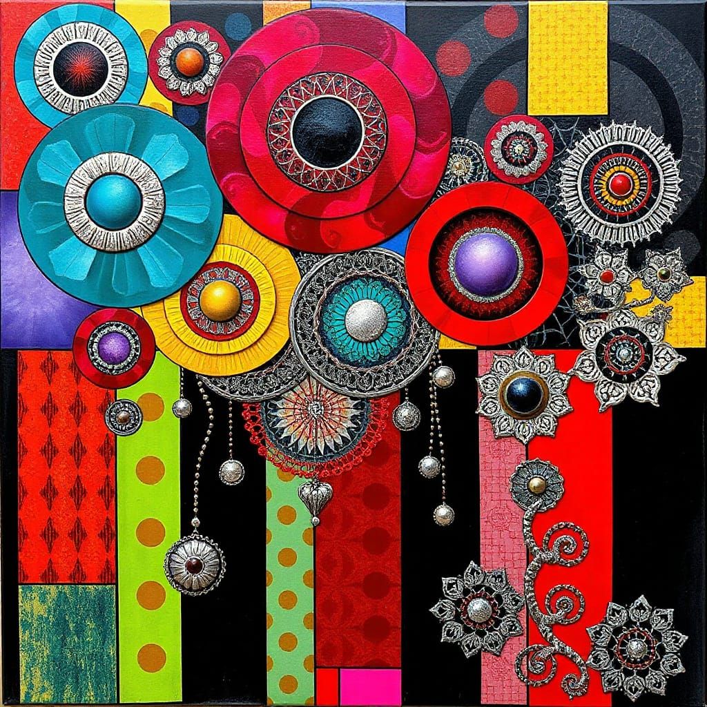 Whirling Kaleidoscope of Geometric Shapes and Organic Patter...