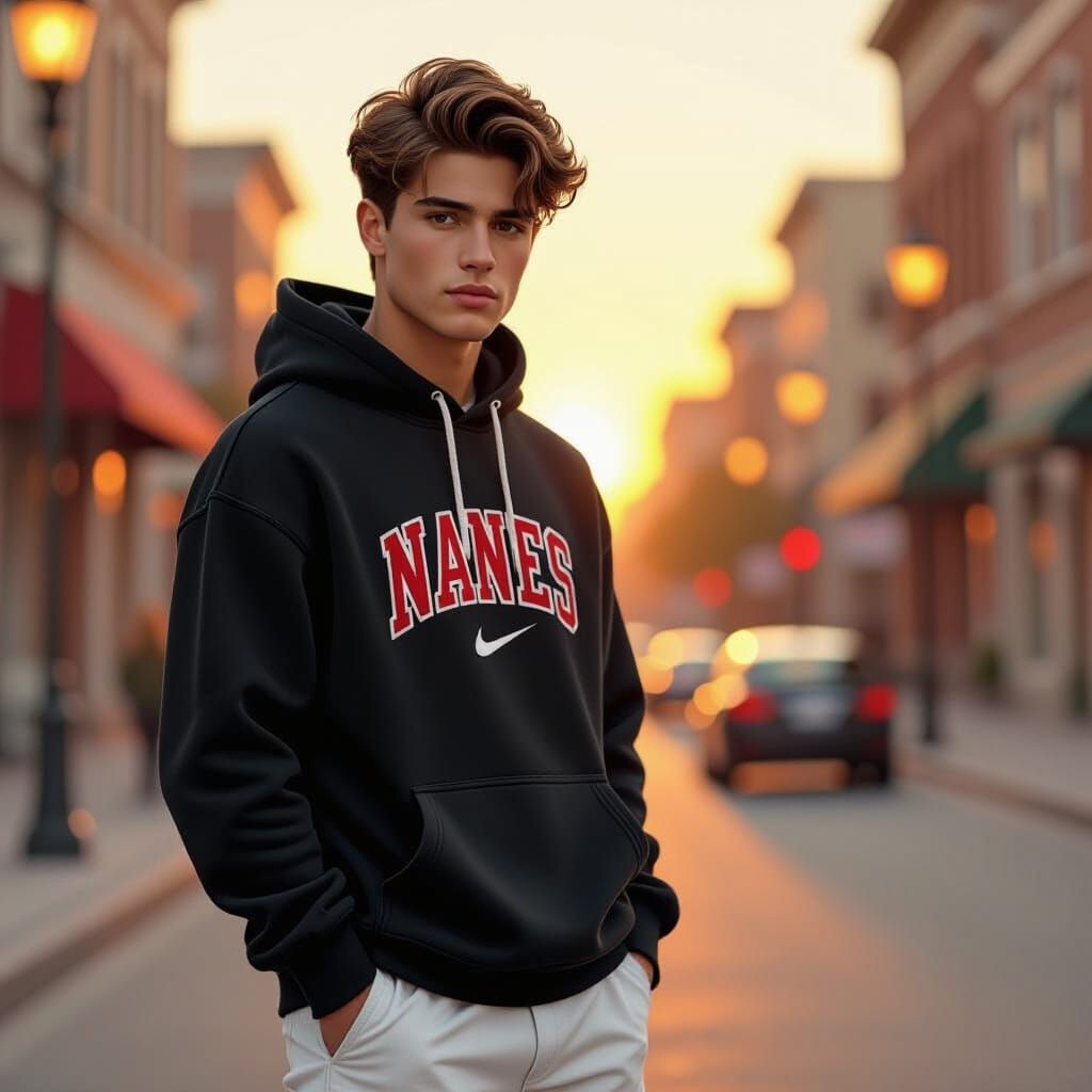 Golden Hour Portrait of a Tanned Teenager in Hoodie