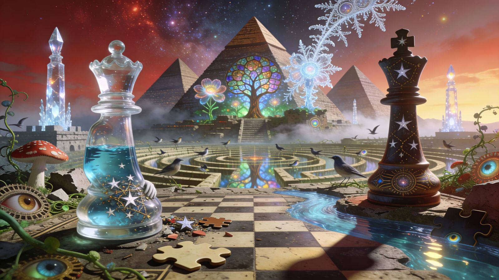 Ancient City Reimagined in Nebula Glow