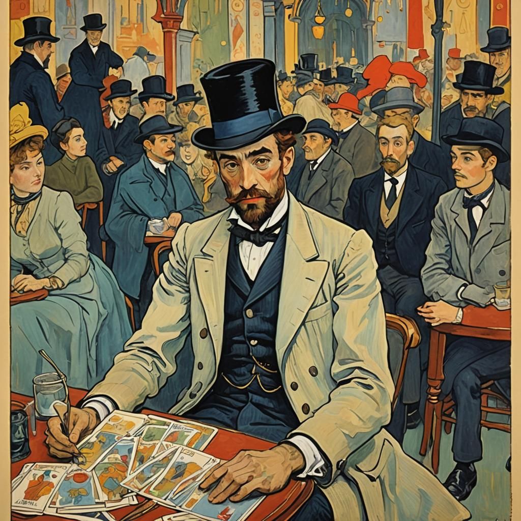 Tarot Card in Toulouse Lautrec Style