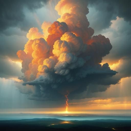 Ethereal Surrealist Cloudscape in Dreamlike Oil Painting