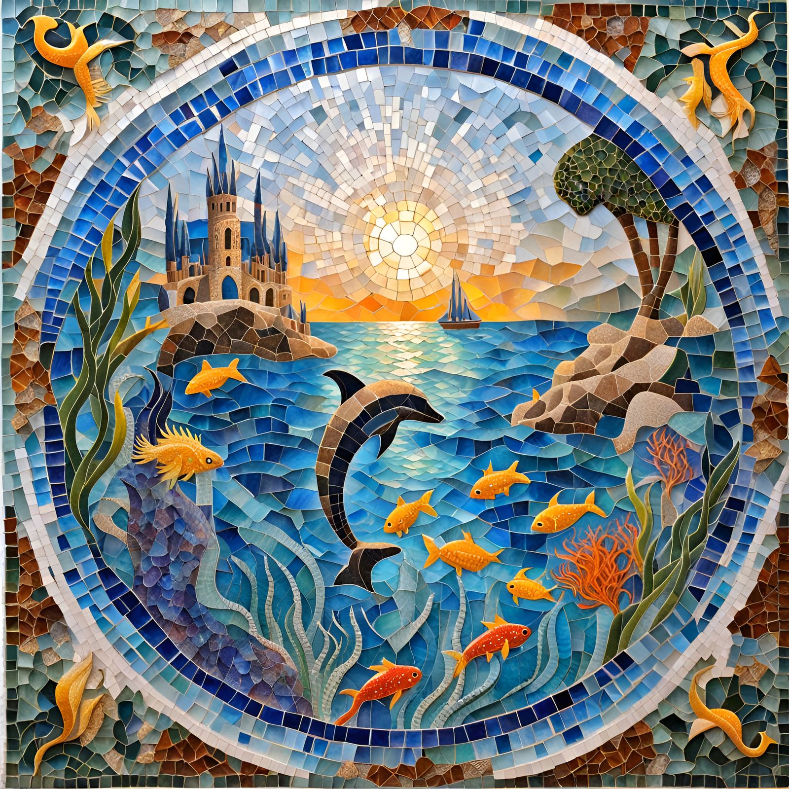 Underwater Mosaic Art in Gaudi Style