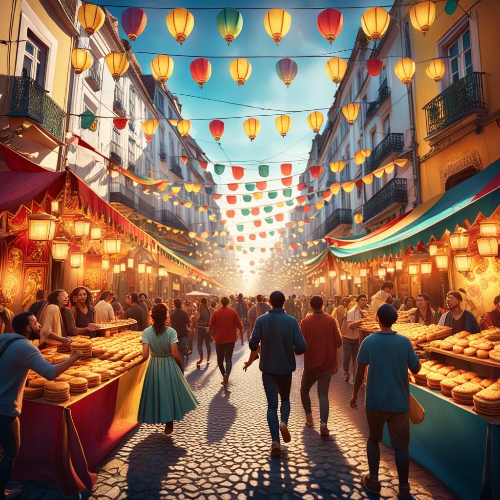 Lisbon Festival Forró Musicians in Vibrant Matte Painting
