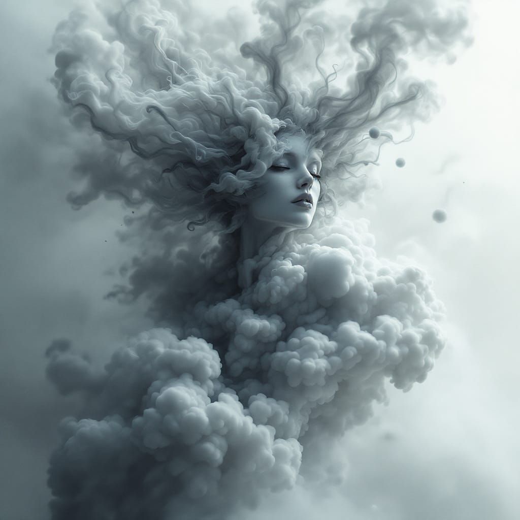 Ethereal Goddess Form in Billowing Smoke Art