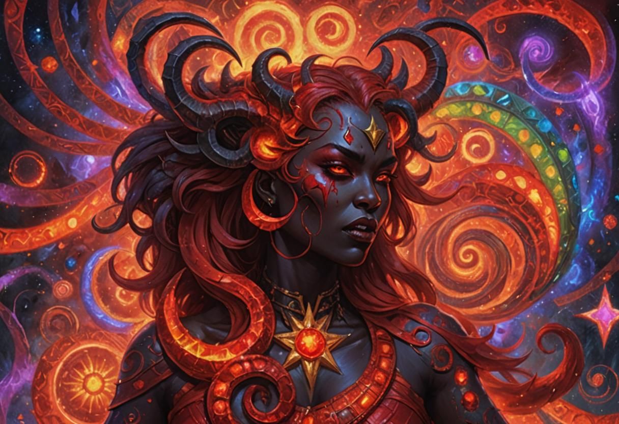 Demonic Lilith in Crimson and Scarlet Hues