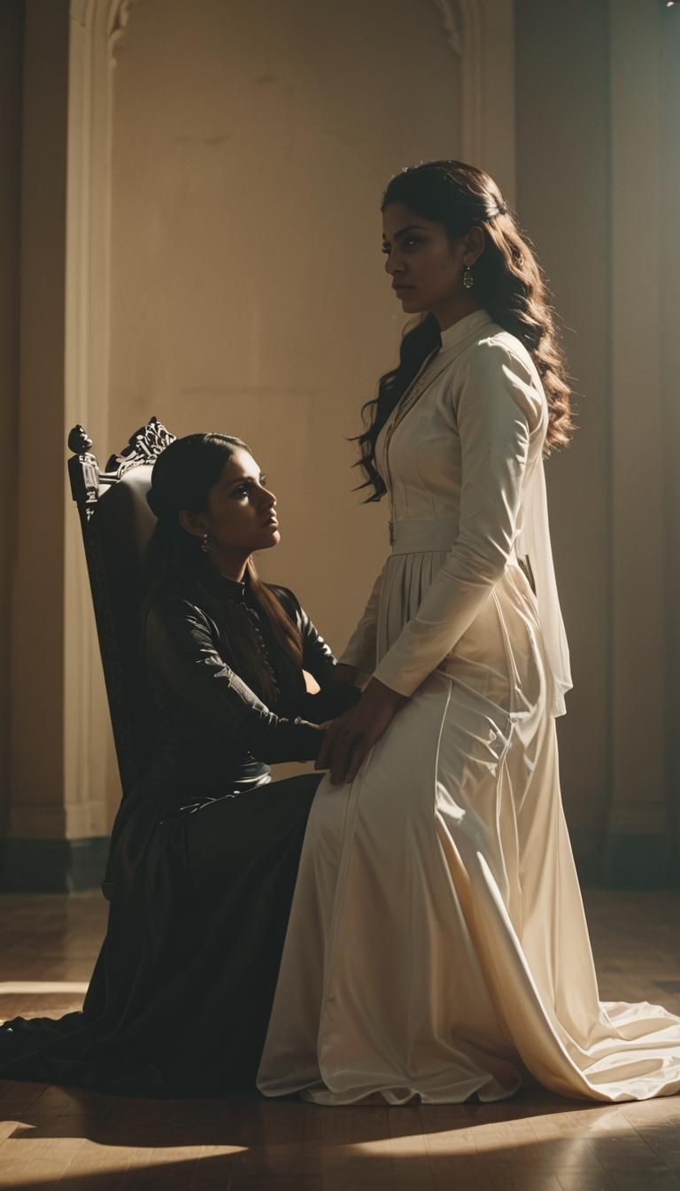 Dramatic Film Still: Woman Enthroned in Zurbaran Style