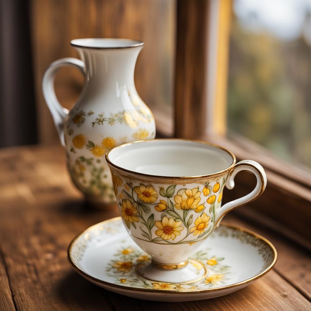 Exquisite Medieval Coffee Cup Still Life