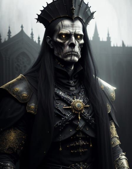 Elegant Undead Governor Amidst Gothic Ruin