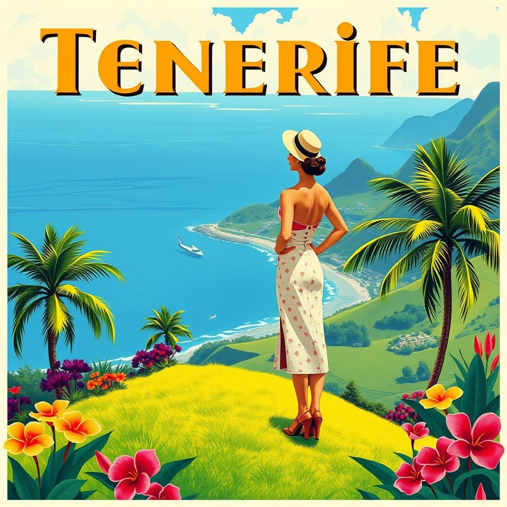 Vintage Travel Poster: Tenerife, Canary Islands