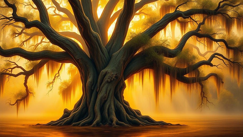 Majestic Ogeechee Tupelo Tree in Dreamlike Cypress Swamp